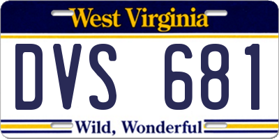 WV license plate DVS681