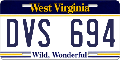 WV license plate DVS694