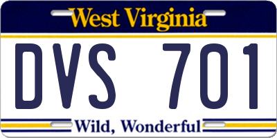 WV license plate DVS701