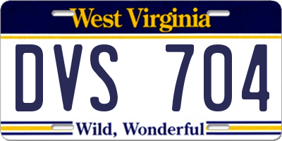 WV license plate DVS704