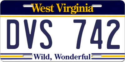 WV license plate DVS742