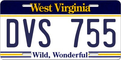 WV license plate DVS755