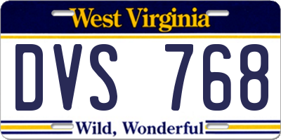 WV license plate DVS768