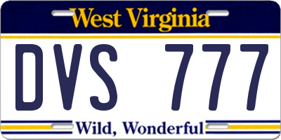 WV license plate DVS777