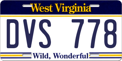 WV license plate DVS778