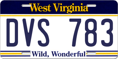 WV license plate DVS783