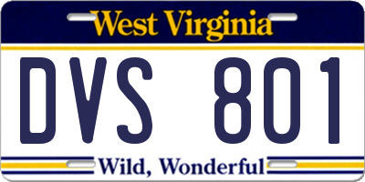 WV license plate DVS801