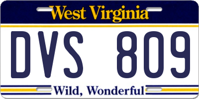 WV license plate DVS809
