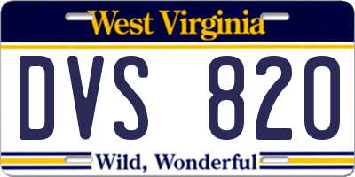 WV license plate DVS820