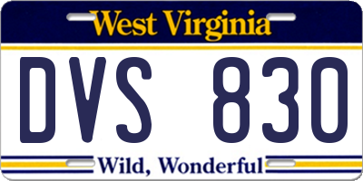 WV license plate DVS830