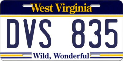 WV license plate DVS835