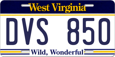 WV license plate DVS850