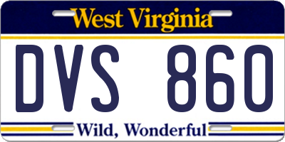 WV license plate DVS860