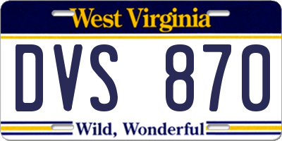 WV license plate DVS870