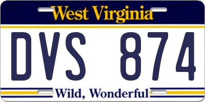 WV license plate DVS874