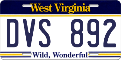 WV license plate DVS892