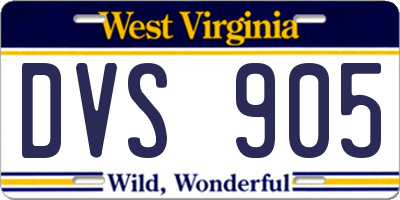 WV license plate DVS905