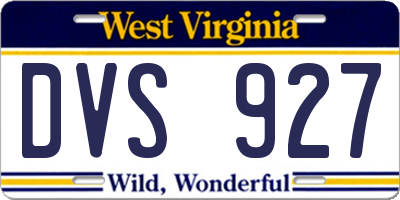 WV license plate DVS927