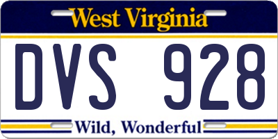 WV license plate DVS928