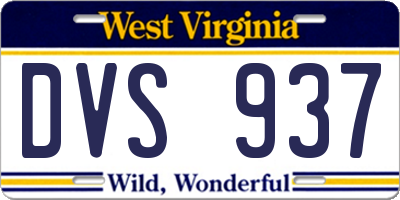 WV license plate DVS937