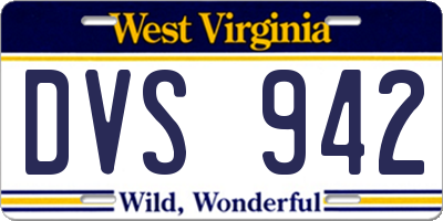 WV license plate DVS942