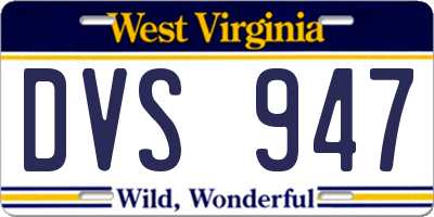 WV license plate DVS947