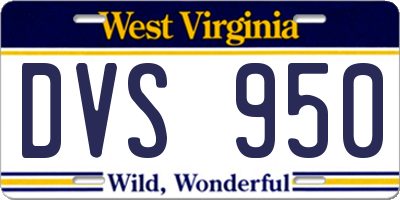WV license plate DVS950