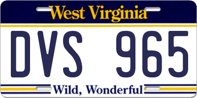 WV license plate DVS965