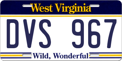 WV license plate DVS967