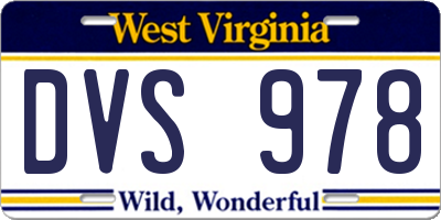 WV license plate DVS978