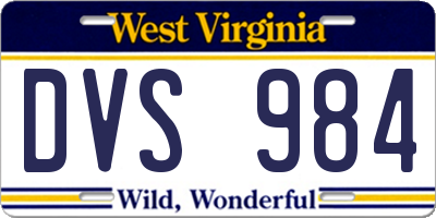 WV license plate DVS984