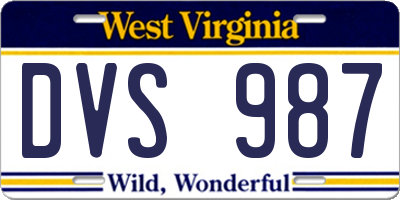 WV license plate DVS987