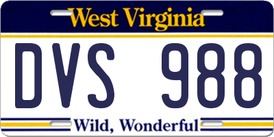 WV license plate DVS988