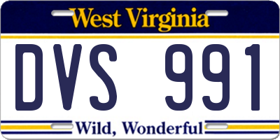 WV license plate DVS991