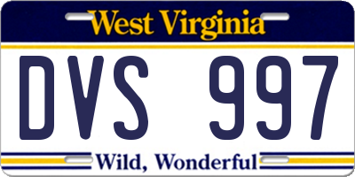 WV license plate DVS997