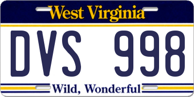 WV license plate DVS998