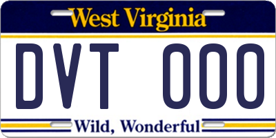 WV license plate DVT000