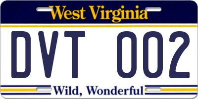 WV license plate DVT002