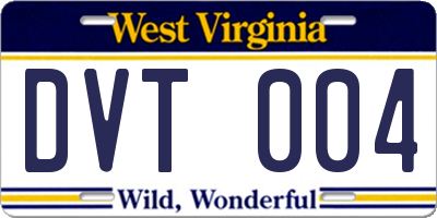 WV license plate DVT004
