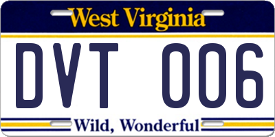 WV license plate DVT006