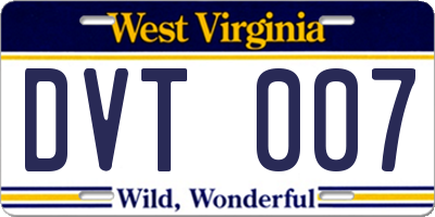 WV license plate DVT007