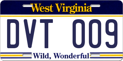 WV license plate DVT009