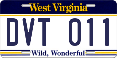 WV license plate DVT011