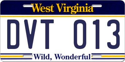WV license plate DVT013