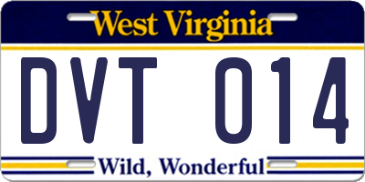 WV license plate DVT014