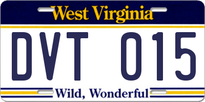 WV license plate DVT015