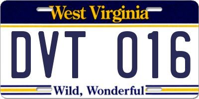 WV license plate DVT016