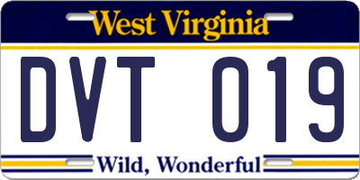 WV license plate DVT019