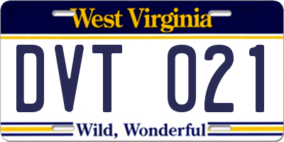 WV license plate DVT021