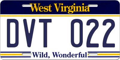 WV license plate DVT022